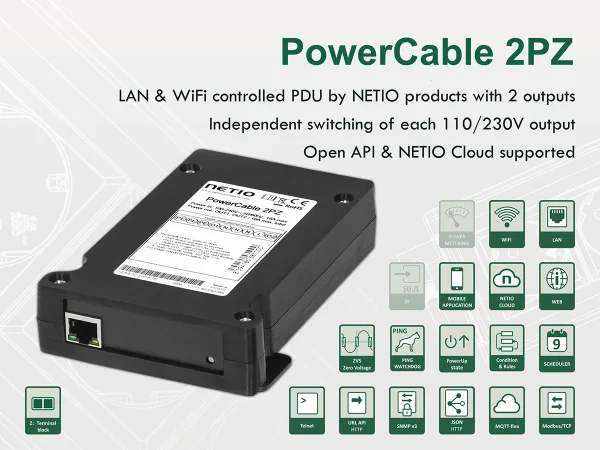 PDU IP Plana NETIO PowerCable 2PZ | 2 Salidas con Control WiFi/LAN (Sin Medición) - Imagen 6