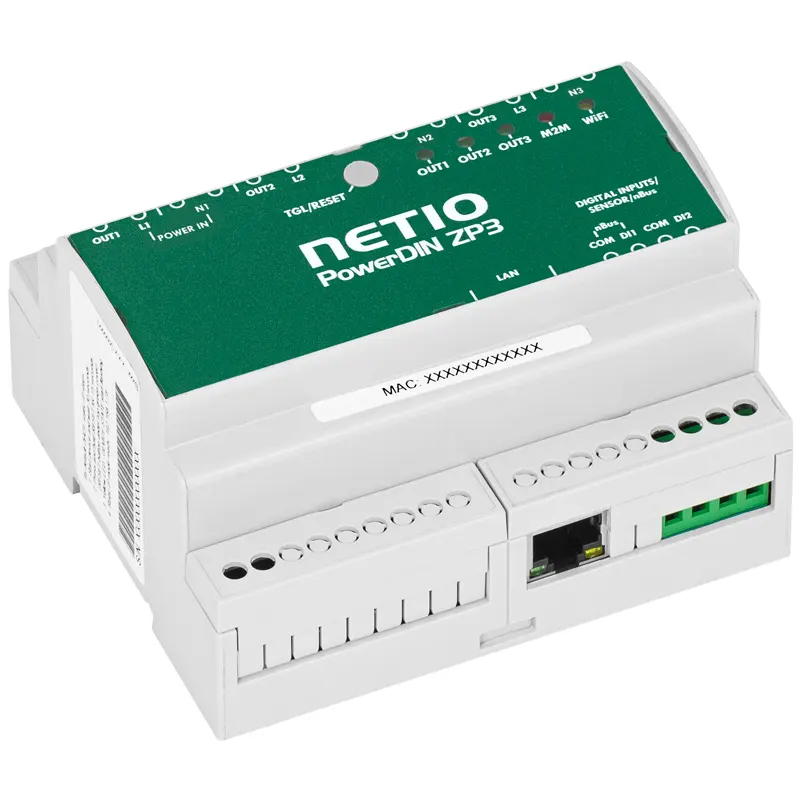 Controlador IP Carril DIN NETIO PowerDIN ZP3 para control trifásico